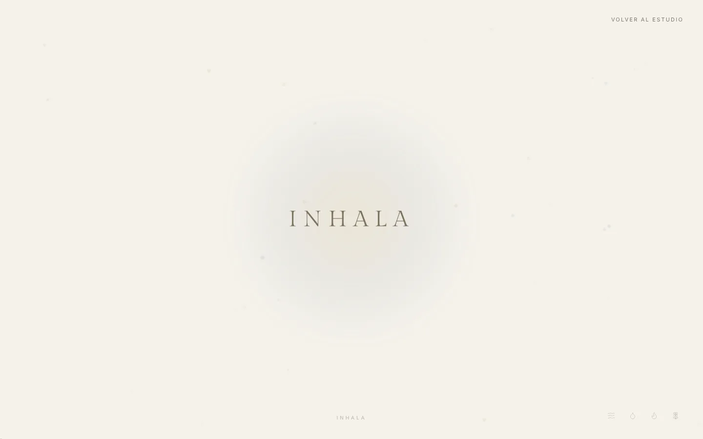 Pausa creativa a pantalla completa con la palabra Inhala